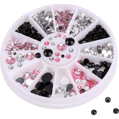 1 Wheel Nail Art Tips Gems Crystal Glitter Rhinestone DIY Rhinestones Decoration For Nail Art 3 Colors