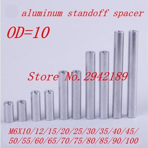 10PCS M6*10/12/15/20/25/30/35/40/45/50/55/60/70/80/90/100 M6 Aluminum Round standoff spacer