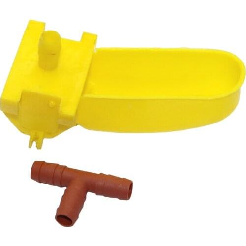 2 Sets Yellow Birds Automatic Drinking Cups With 9.5mm Tee Connectors Quail Pigeon Parrot Hanging Drinkers Drinking Fountains