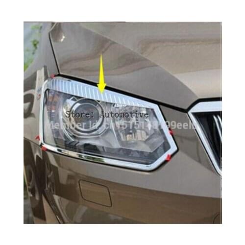 2pcs ABS Chrome Front Headlight Lamp Cover Fit For Fit For Skoda Yeti 2013 2014 2015