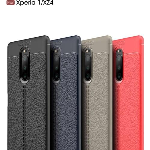 Carbon Fiber PU Leather Skin Case For Sony Xperia 1 / Sony Xperia 10 Cover For Sony 10 Plus Case Soft Coque Fundas Etui
