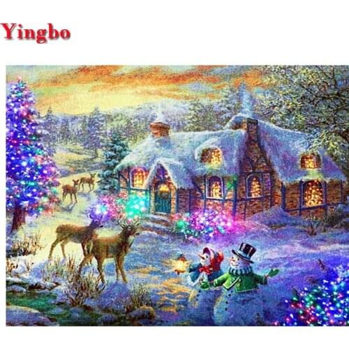 DIY Square Round Diamond Painting Christmas snow scene house deer Diamond Painting Rhinestones Embroidery Mosaic Cross Stitch