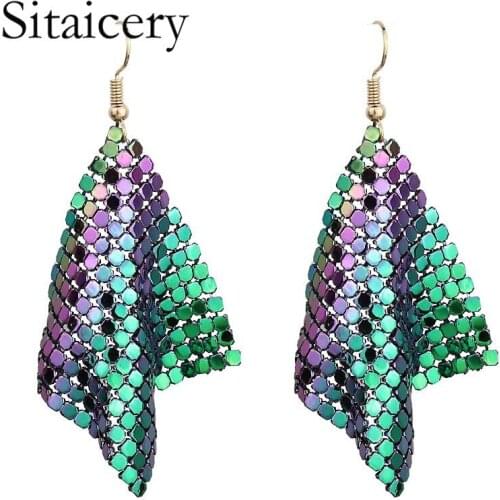 Sitaicery New Long Women Earrings 2019 Brand Statement Jewelry For Women Colorful Black Dangling Earrings Wholesale