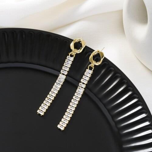 Statement Sparkling Zircon Long Earrings For Women 2021 New Jewelry Delicate Earings