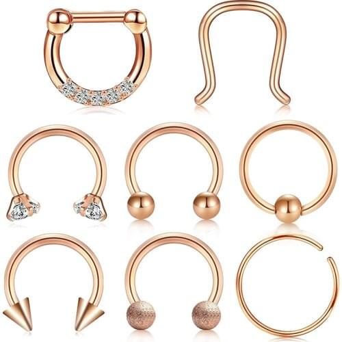 16g Septum Ring Fake Septum Jewelry Horseshoe Barbell Helix Tragus Lobe Cartilage Daith Earrings Piercing Septum Retainer