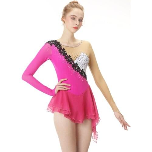 Figure skating costume making factory skating skirt girls skating costume costume rose red skirt factory shop