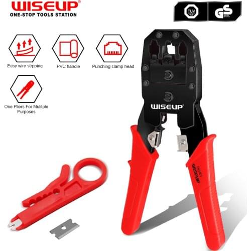 WISEUP Cable Cutter Plier Stripper Crimping Pliers RJ12 RJ11 Cat5 Cat6 8P/6P/4P Wire Crimping computer repair Hand Tools