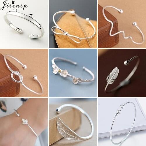 Fashion Classic Adjustable Womens Bangles Silver Color Bowknot Cat Flower Leaf Charm Bracelets & Bangles Jewelry pulseras