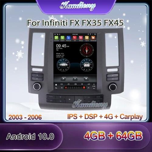 Kaudiony 10.4" Tesla Style Android 10.0 For Infiniti FX FX35 FX45 Car Radio Car Dvd Multimedia Player Auto GPS Navigation Stereo