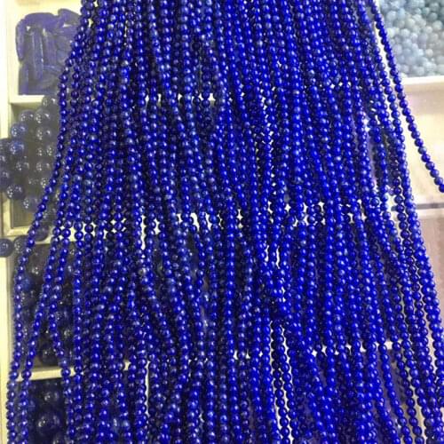 AA+ 4mm natural lapis lazuli stone jaspers round beads loose blue spacers fit diy necklace bracelet jewelry making 15inch B3444
