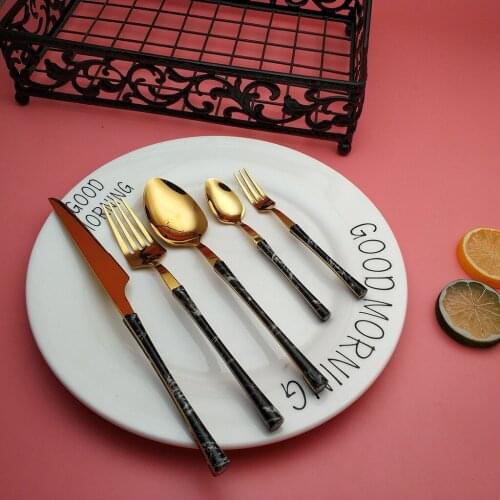 Hot-selling small waist-shaped design gold clip handle stainless steel table knife fork spoon coffee spoon fruit fork tableware