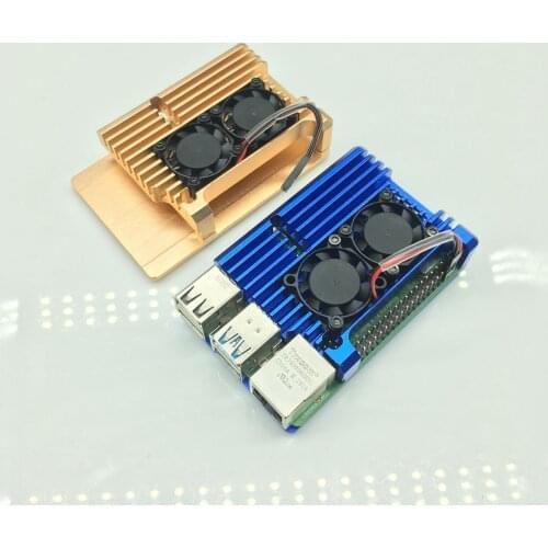 Latest Raspberry Pi 4 Aluminum Case with Dual Cooling Fan Metal Shell Black Enclosure for RPI 4 Model B five color