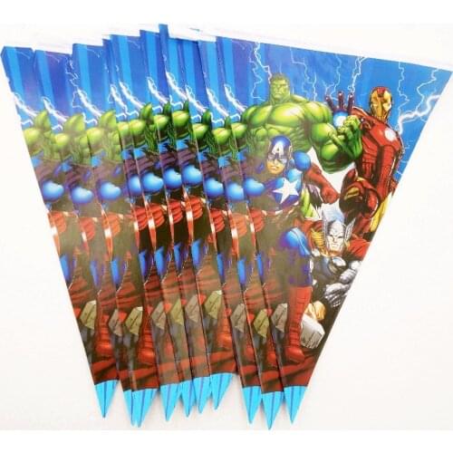 10pcs/set The Avengers disposable banners kids boys birthday party supplies hanging banners small flags baby shower decorations