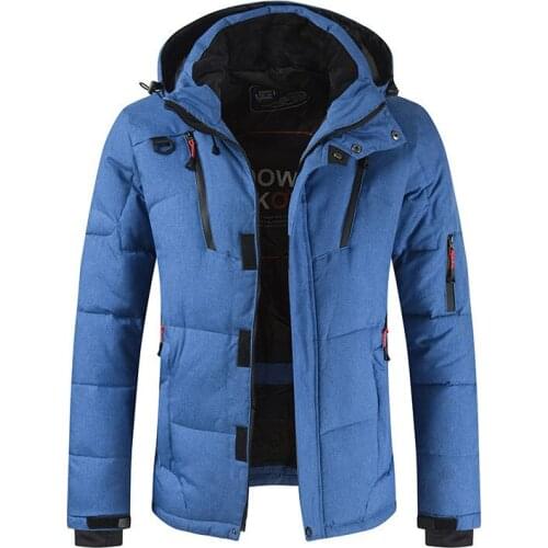 Large Size Mens Cotton Coat Hooded Thick Warm Wind-proof Zipper Pocket Decor Solid Casual Fashion Winter Male Quality Parka