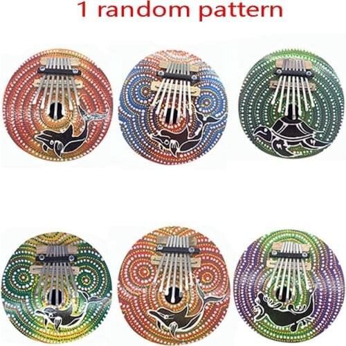 7 Key Kalimba Thumb Piano Painted Coconut Shell Kalimba Music Instrument Kids Toy