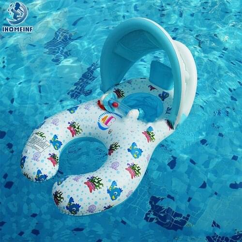 Mom and Baby Parasol Buoy Parent-Offspring Swimming Ring Inflatable Pool Floats Swim Circle Bathing Toy Accessories dropshipping