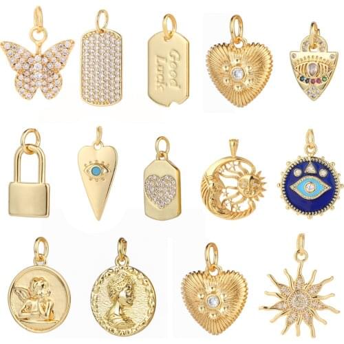 Heart Eye Star Charms for Jewelry Making Supplies Gold Angel Charm Evil Blue Eye Pendant Design Diy Charms for Earrings Necklace