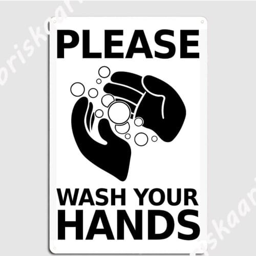Please Wash Your Hands Sign Metal Sign Cinema Living Room Club Bar Custom Poster Tin sign Poster