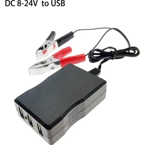 DC 8 - 12 V To 5 V 2.1A 3 USB Ports Battery Inverter To USB Charge for Mobile Phone Car Motorcycle Power Converter USB Charger