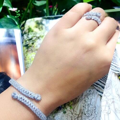 BrideTalk Luxury 2PCS Dubai Bangle Ring Set Fashion Jewelry Sets For Women Wedding Engagement brincos para as mulheres 2020