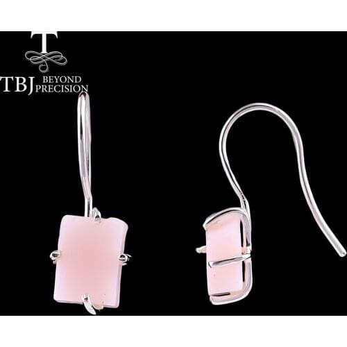 Natural Pink opal gemstone hook rough earring handmade jewelry 925 sterling silve fine jewelry for girls daily wear nice gift