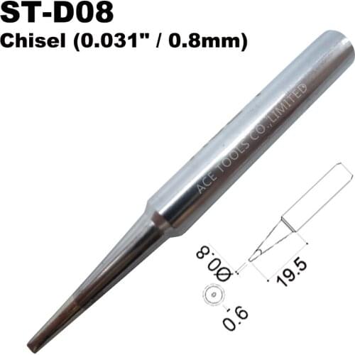 ST-D08 Soldering Tips Chisel 0.8mm Fit WELLER SP40L SP40N SPG40 WP25 WP30 WP35 WLC100 Replace Iron Handle Pencil Welding Bit