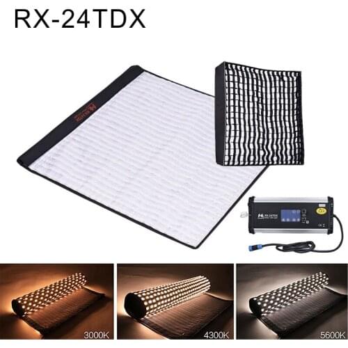 FalconEyes LED Studio Video Lighting Panel 150W Fill-in Light Portable Flexible Square Rollable Cloth Lamp RX-24TDX With Softbox