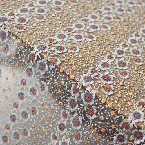 LASUI 3 yards fashion fabric accessories small flowers Black net printed embroidery soft mesh lace fabric