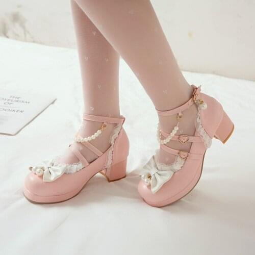 Shoes Lolita Shoes Women Japanese Style Mary Jane Shoes Women Vintage Girls High Heel Platform Shoes College Student Big Size 40