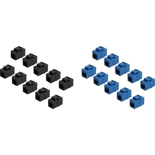 20Pcs RJ45 Keystone Jack Cat6 Extension Coupler Ethernet Network LAN Cat 6 Coupler Jacks Extend Adapter,Blue & Black