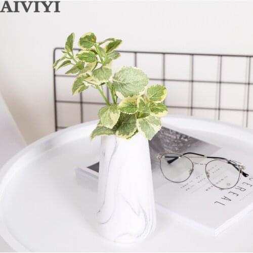 High-grade three-head mint leaves artificial flower factory artificial fork simulation plant indoor hotel desktop decoration