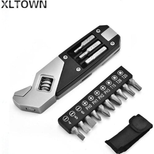 XLTOWN Hexagon wrench folding adjustable wrench multi-function screwdriver wrench combination tool stainless steel hand tool
