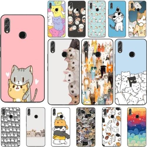 YNDFCNB Cartoon Cat art Phone Case For Huawei Honor 8X 8A 9 10 20 Lite 30Pro 7C 7A 10i 20i