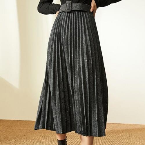 YAMDI women skirt midi female spring autumn 2020 high waist elegant skirts woman splid black sequin a-line skirt korean runway