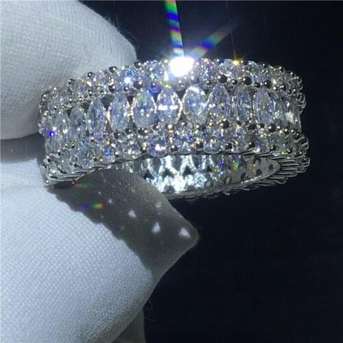Unique Finger ring 925 sterling silver AAAAA Cubic Zirconia Engagement Wedding Band Rings for women men Birthday Gift