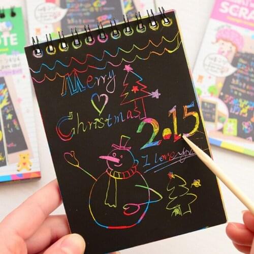 10 Page Magic Antistress Coloring books for children adult Kids drawings Scratch note book black cardboard stationery paper