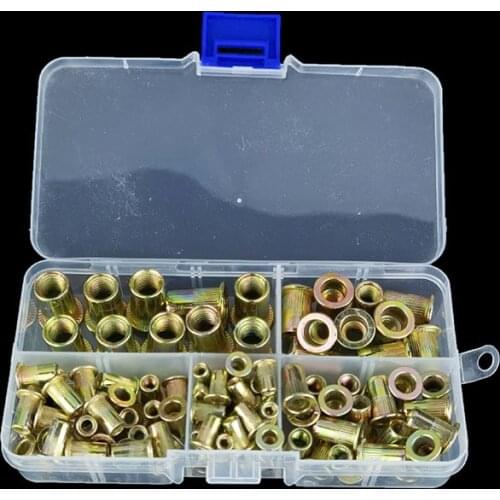 100Pcs/Box M3 M4 M5 M8 M10 M12 Color Zinc Plated Rivet Nuts Metric And Inch Combination Riveting Vertical Grain Nut Set
