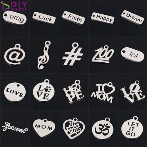 100pcs/lot Wholesale Stainless Steel Double Side Polished Mix Style Charms Pendant DZ141-160