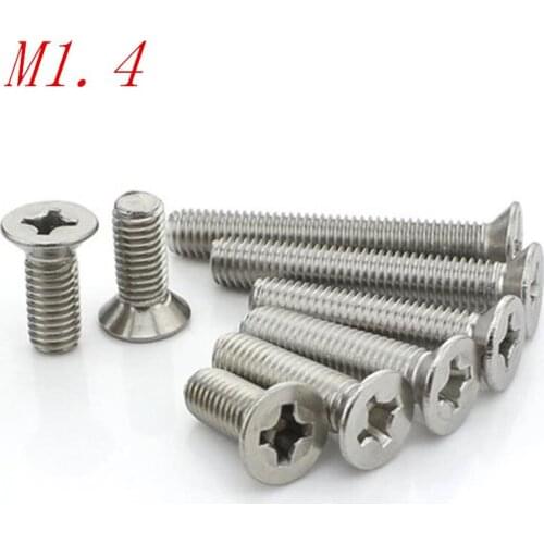 1000pcs GB819 m1.4 stainless steel flat contersunk head machine screw M1.4*4/5/6/8/10