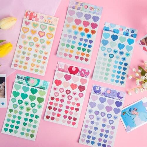2 Sheets /Pack Colorful Strolling Heart Island DIY Paper Stickers Decoration for Album Diary Stick Label