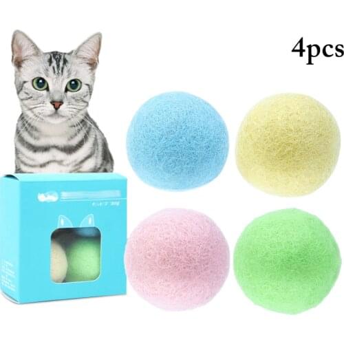 4PCS Cat Interactive Toys Wool Felt Ball Toys Multicolor Kitten Ball Toys Dog Chew Toy Puppy Training Toy Outdoor Pet Supplies