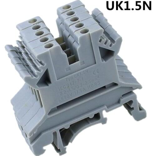 50pcs UK-1.5N DIN Rail Universal Terminal Blocks Screw Type UK1.5N Phoenix Type High Quality