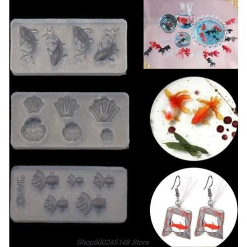 6Pcs Mini Size Goldfish Lotus Leaf Earrrings Water Dag DIY Resin Jewelry Mold Kit Crystal Epoxy Mold DIY Making Jy14 20 Dropship