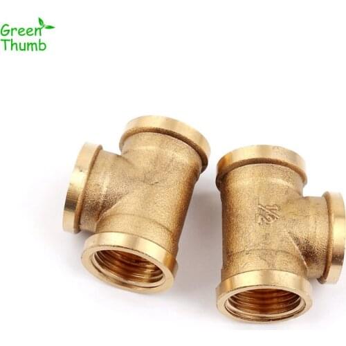 8pcs 1/2 Inch Brass Thread Tee Garden Irrigation Metal Connector Water Pipe Brass 3 Way Fitting