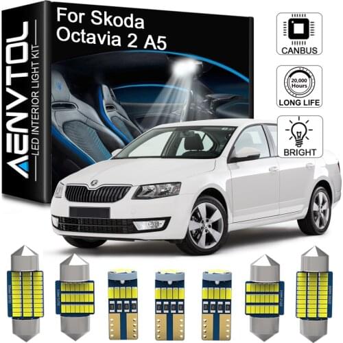 Seker 10Pcs Canbus For Skoda Octavia 2 MK2 A5 RS 2005 2006 2007 2008 2009 2010 2011 2012 2013 LED Interior Light Dome Map Trunk