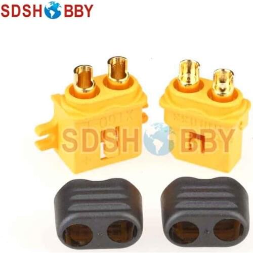 Amass XT60-L Male & Female Bullet Connector Plugs with Lock Protective Sleeve XT60 Connector 10 Pairs for Racing Models