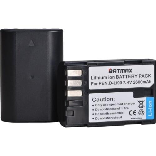Batmax D-LI90 DLI90 D LI90 2600mAh Digital Li-ion Camera Battery For PENTAX K-7 K-7D K-5 K-5 II 645D K01 K-3 K-3 II 645Z L15