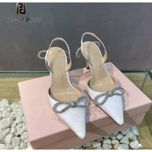 Fairy style crystal pointed stiletto half toe cap sandals female summer 2021 new bow silk all-match fashion high heels