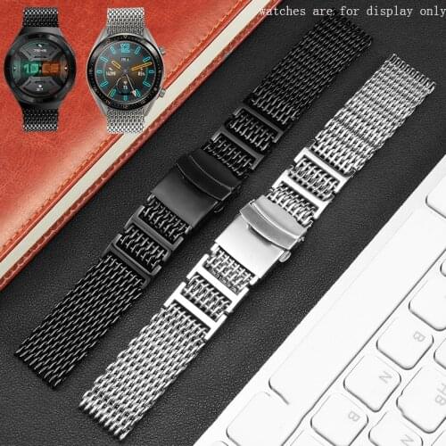 Smart watch accessories Stainless steel strap 20mm 22mm silver black bracelet for Huawei watch 2 pro GT/GT2 2e