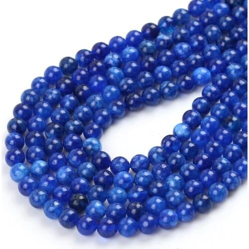 Natural Dark Blue Angelite Stone Beads Round Loose Spacer For Jewelry Making DIY Bracelets Necklace 15'Strand 4/6/8/10/12mm